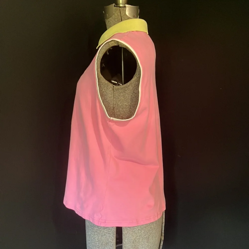 2000s Duck Head Pink Golf Shirt with Yellow Collar XL - Picture 3 of 12